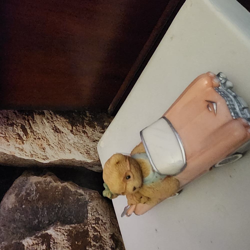 Cherished Teddies Evelyn Figurine in Pink Car